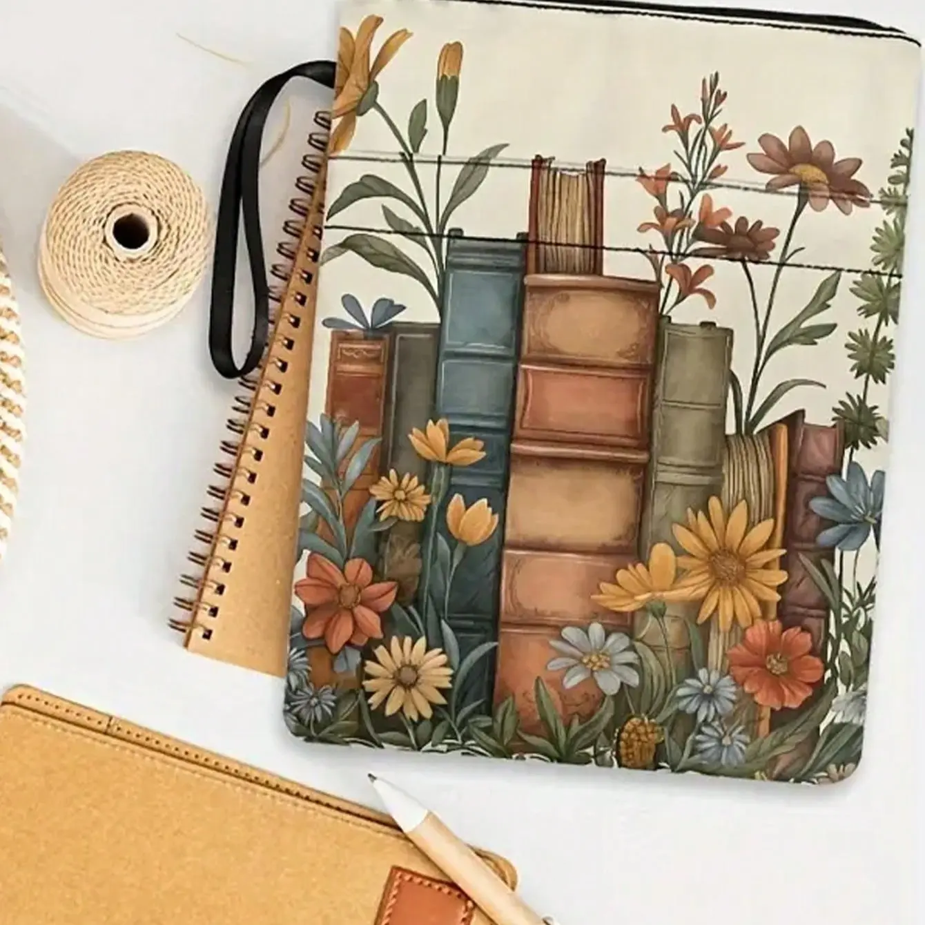 Durable Canvas Book Cover, Floral and Vintage Design, Perfect for Paperback Books, Gardening Books, Literary Theme Books, Ideal for Book Lovers