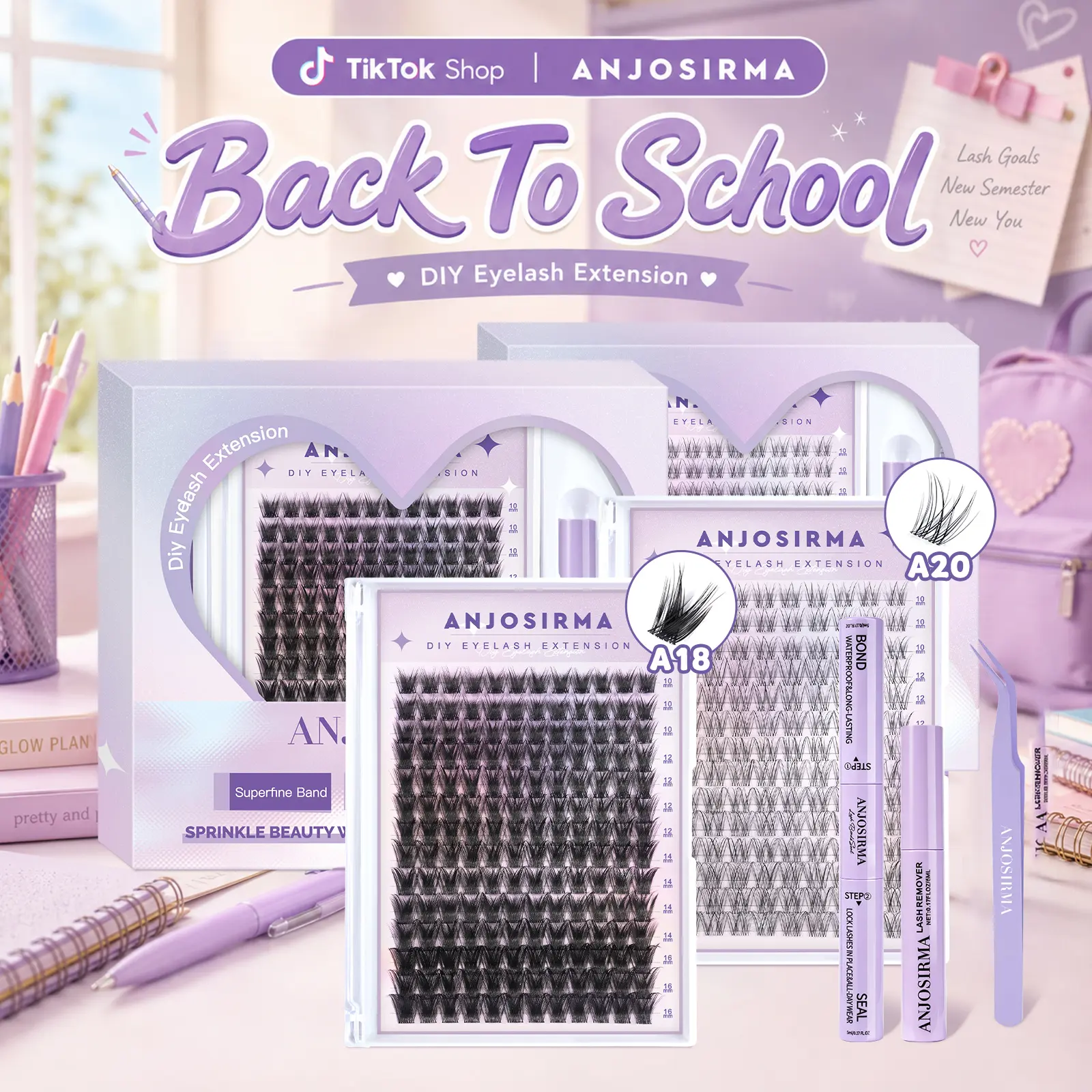 ANJOSIRMA Alice DIY Lashes Clusters Invisible Band Natural Soft Waterproof Lash Extension Easy to Apply at Home Cosmetic Makeup Volume False Eyelashes #DealsForYouDays