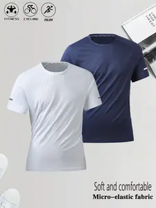 Gym Quick-Dry Clothing Running Cycling Sports T-Shirt Elastic Breathable Comfortable Micro-elastic Fabric Soft and Comfortable