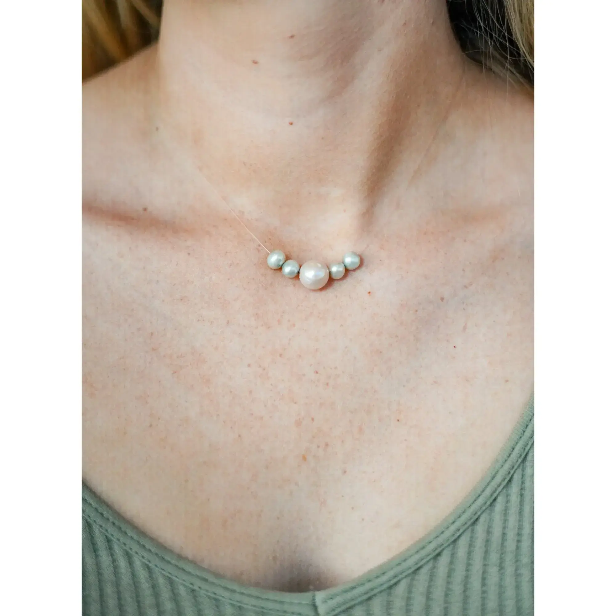 Blue Runner Floating Pearl Necklace