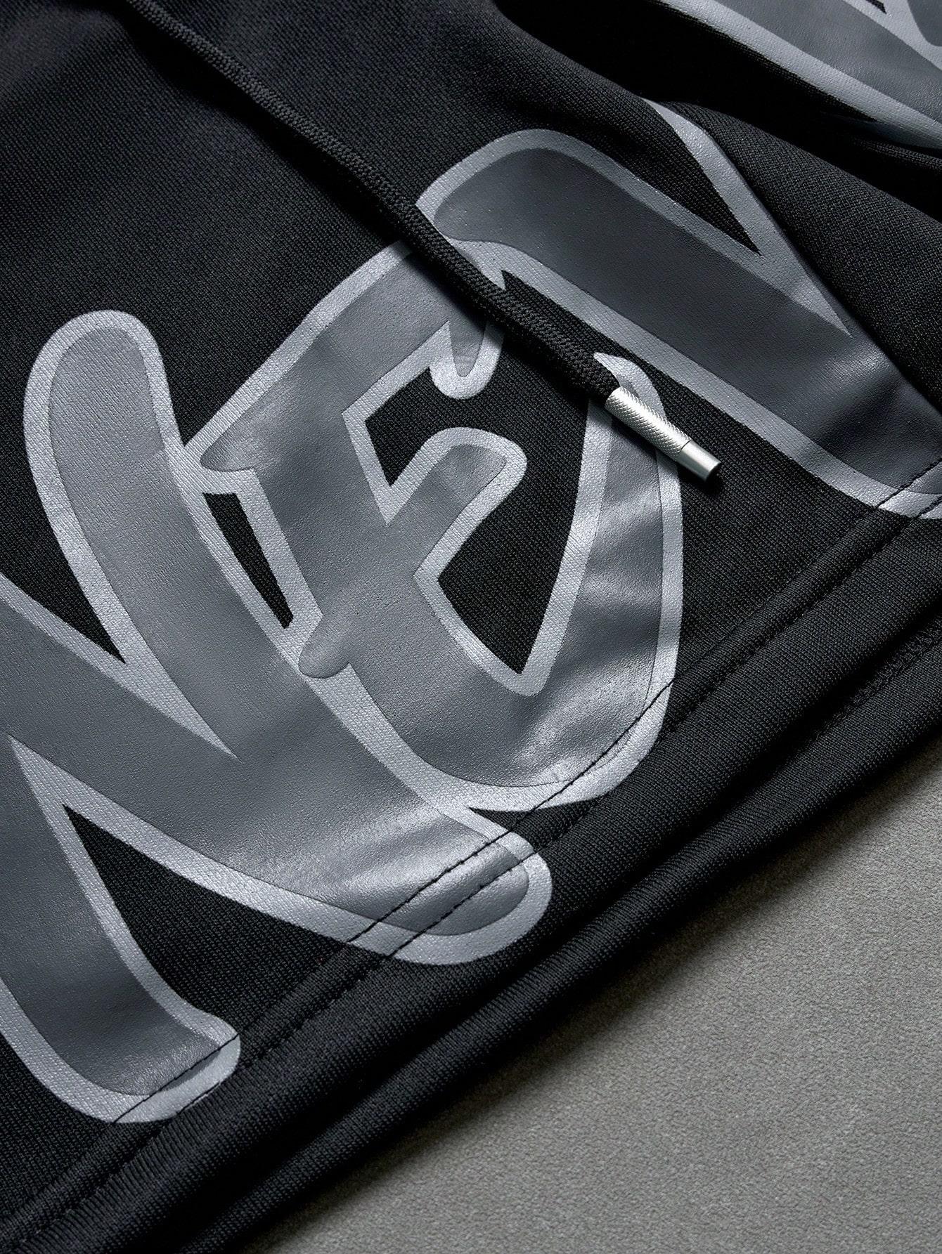 Men’s summer athletic shorts made from quick-dry, lightweight, breathable fabric with letter print; elastic waistband for comfort; loose fit—ideal for running, fitness, cycling, basketball, tennis, and outdoor activities.