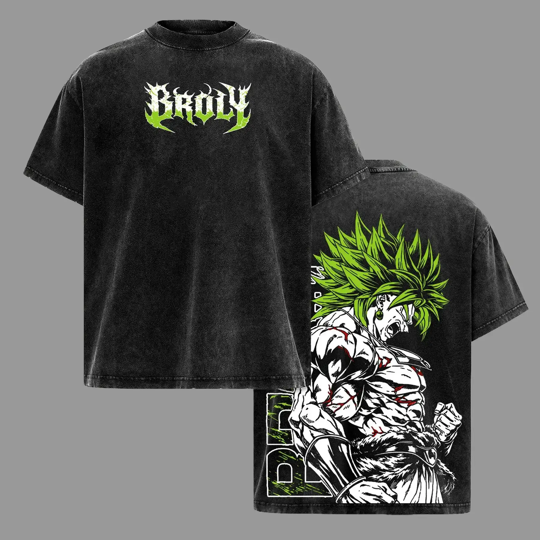Broly Washed Tee, Dragon Ball Super Saiyan Anime Graphic Tee, Oversized Y2K Bootleg Vintage Washed Shirt, Heavyweight Streetwear For Men, Gift For Anime Lovers