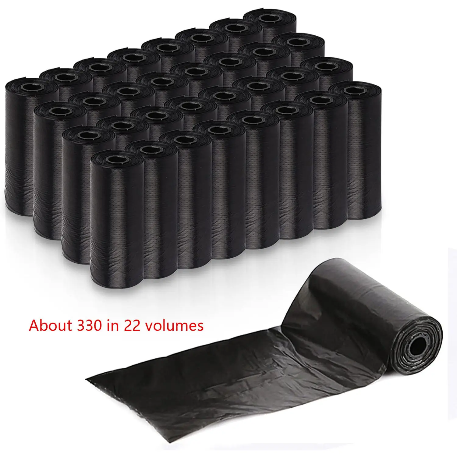 22 Rolls (330pcs) Pet Poop Bags, Black Portable Small Garbage Bags, Cats and Dogs Clean up Feces When they Go Out, Civilized and Clean