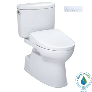 TOTO WASHLET+ Vespin II Two-Piece Elongated 1.28 GPF Toilet and WASHLET+ S7A Contemporary Bidet Seat, Cotton White - MW4744736CEFG#01, MW4744736CEFGA#01