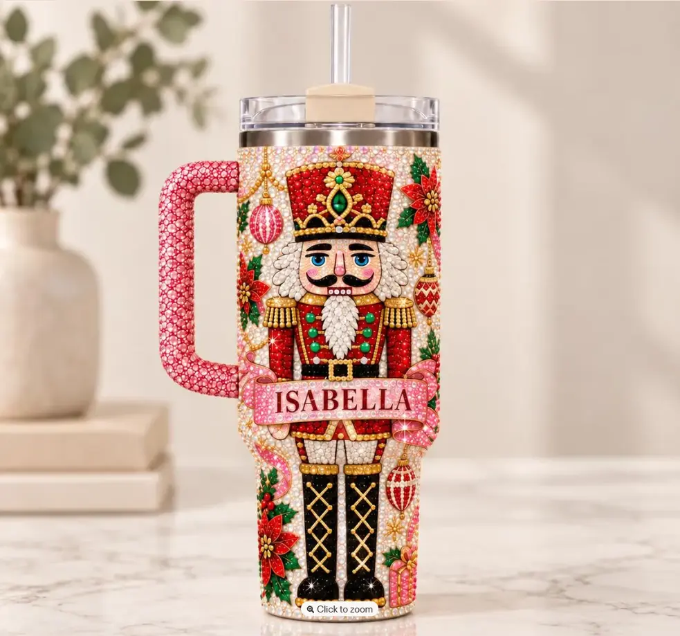 Personalized Nutcracker Crystal Tumbler, 40oz Christmas Gift for Her
