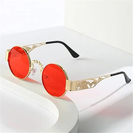 Round Steampunk Sunglasses for Men Women Retro Circle Hippie  display picture 3