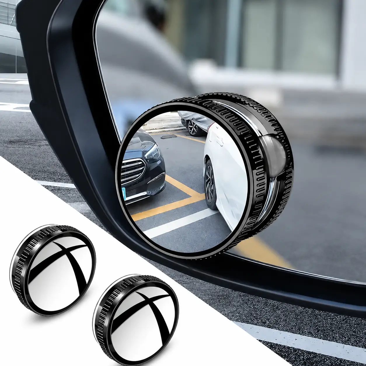 2-Pack Automotive Car Blind Spot Mirrors, HD Clarity Convex Glass Side View Mirrors, Adjustable Rotating Mount, Universal Fit Accessories for Cars/SUVs/Trucks