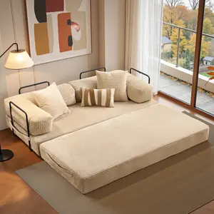 XIZZI 81" Length Cloud Floor Sofa Bed High-Quality Convertible Comfy Corduroy Fabric Premium Sponge Padding Multi Functional Floor Sofa & Mattress for Living Room Upholstered Futon Couch No Assembly Required