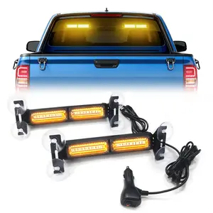 White Amber 2in1 Car Front Windshield Warning Lamp Bar Suction Cup Emergency Strobe Flashlight Traffic Light For Car Trucks