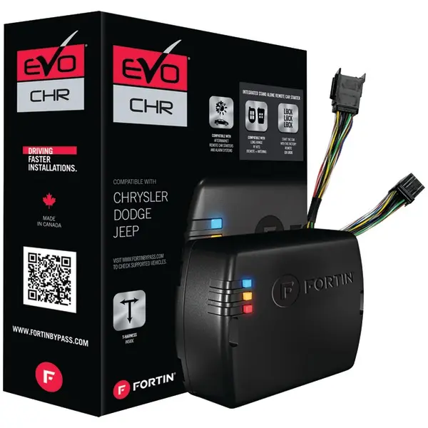 Fortin Preloaded Module & T-Harness Combo - 0.4 lbs, 20-pin General-Purpose, 3 Canbus & 3 General-Purpose Controllers, 1 Each of SPDT & DPDT Onboard Relays, 2-Way Datalink Port for 2008+ Chrysler, Dodge, Jeep, Volkswagen Tip-Start Vehicles - Black, 3 Onbo