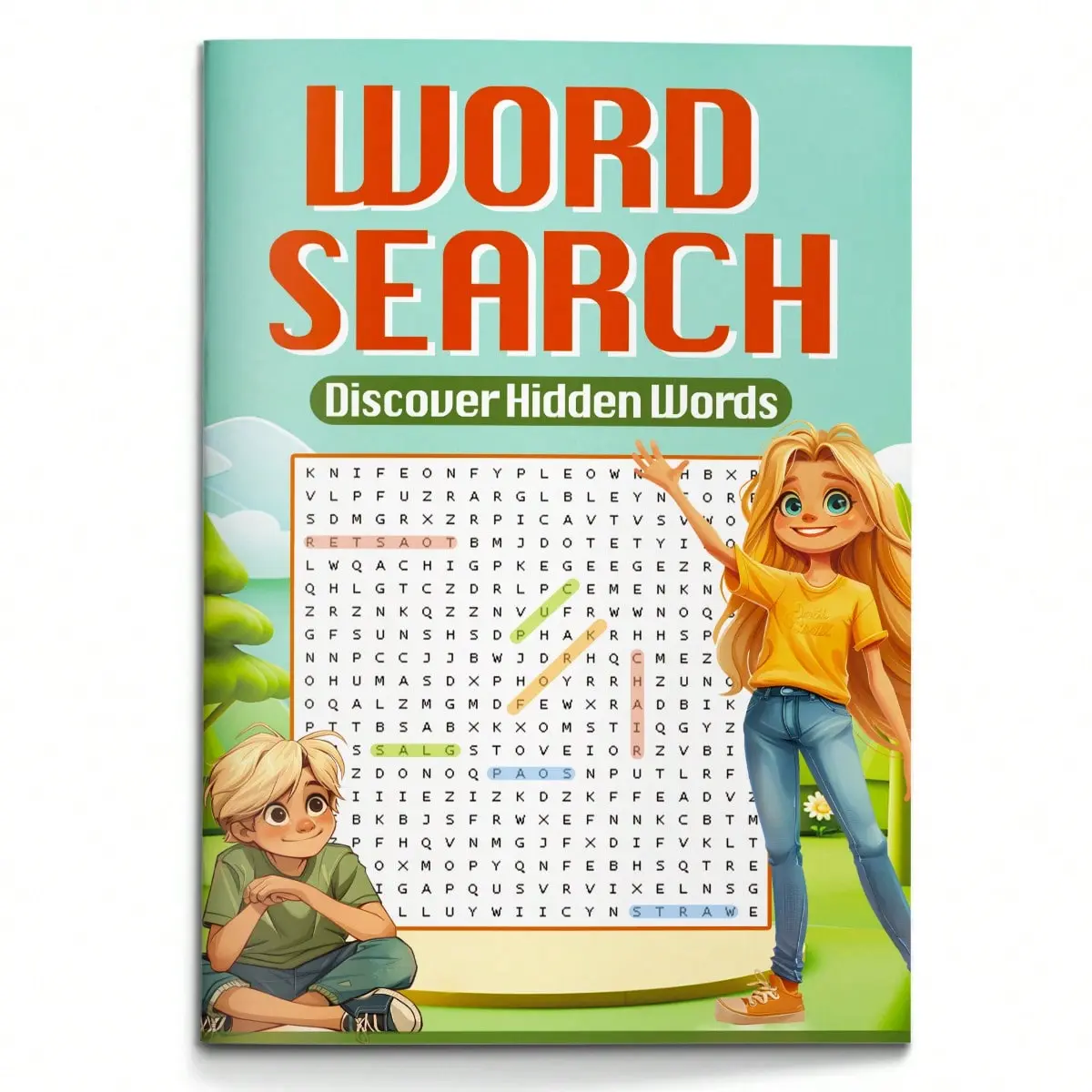 Word search puzzle game book, find word brain teasers exercise book, help focus and practice vocabulary, easy daily challenge, School Supplies, suitable for use at home, office, and travel.