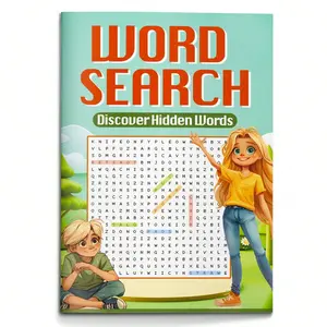 Word search puzzle game book, find word brain teasers exercise book, help focus and practice vocabulary, easy daily challenge, suitable for use at home, office, and travel.