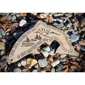 Fish Shaped Cribbage Board- Mountain Scene