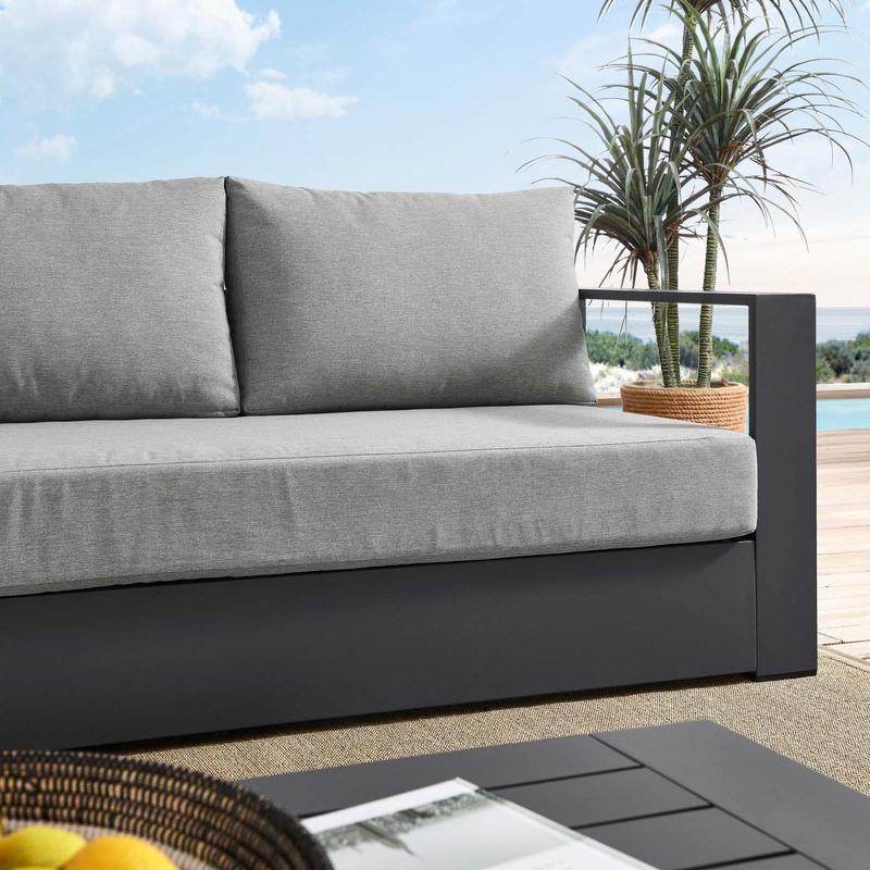 Modway Tahoe Outdoor Patio Powder-Coated Aluminum Sofa in Gray Gray