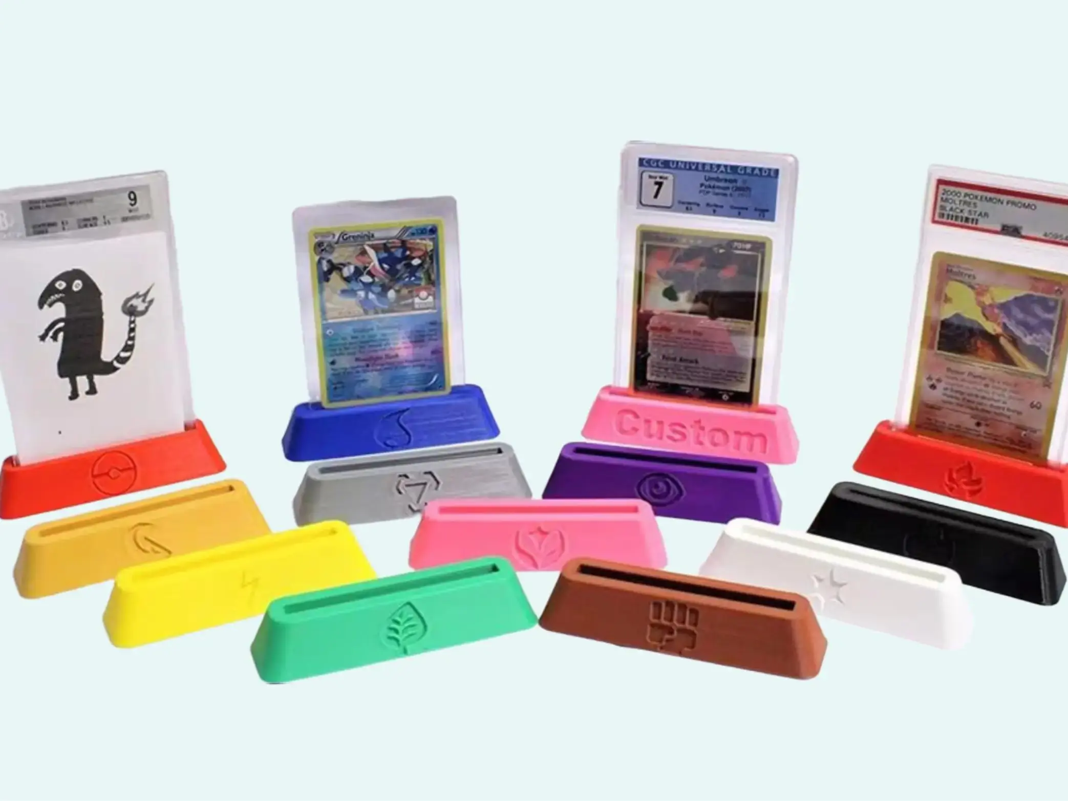 TCG Card Stand PSA, Toploaders, CGC, BCW card holders.
