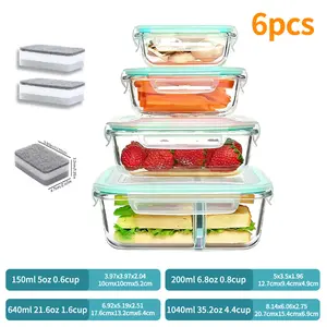 Divided Glass Lunch Box & Meal Prep Set – Airtight Containers for No-Mess Food Separation in Kitchen