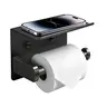DGAPHRO Black Toilet Paper Holder with Shelf Rustproof Stainless Steel, Adhesive or Screw Wall Mount for Easy Installation, Toilet Tissue Holder for Bathroom,Washroom, Kitchen,RV.