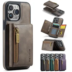 2-in-1 high-end leather magnetic card bag phone case suitable for Apple iPhone 17 Pro Max 17 Air 16 Pro Max 15 Pro 14 Plus 13 12 11 Pro Max multifunctional change card bag anti drop all inclusive protective case supporting wireless charging Phone Pouch