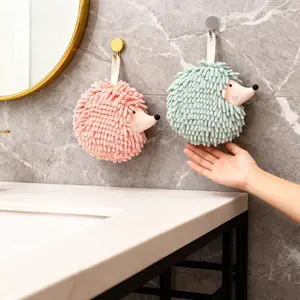 1 piece, soft towel, absorbent cloth mop, hanging cloth, kitchen and bathroom supplies, cute cartoon animal hedgehog towel, soft and comfortable home bathroom towel, creative hand towel hedgehog bathroom decorative towel