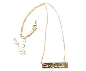 Harry Potter Gryffindor Script Bar Necklace with Stone