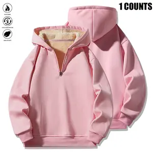 Thickened Fleece Hooded Sweatshirt for Men - Heavyweight Winter Warmth, Casual Pullover Sweater for Cold Weather, Cozy Round Neck Long Sleeve with Fleece Lining, Relaxed Fit, Solid Color Design, Ideal for Casual Wear and Outdoor Activities, Men's Winter S