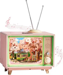 Rolife 3D Puzzle for Adults-Sakura Dreamy Tour, 3D Wooden Puzzles TV Music Box for Mom, DIY Creative Craft Kits Model Kits for Adults, Unique Gift and Home Decor (Sakura Dreamy Tour)
