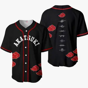 Akatsuki Baseball Jersey Hidden Villages Cosplay Retro Summer Trendy Anime Jersey Shirt Gift For Anime Lover, Jersey Outfit, Anime Baseball Jersey Merch, Manga Jersey Shirt For Anime Fan