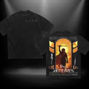 Paul Astreides Dune V3 Menswear Gift for Movie Fans Top Apparel Classic Oversized Seamless Simple Straight Man Designer Shirts Men's Regular Fit Floral Print Tee Heavyweight Cotton T-Shirts Featuring Epic Panther Design