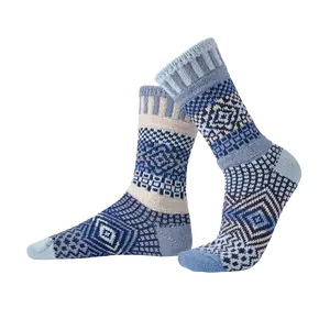 Solmate Socks Women & Men Modern Mismatched Azure Crew Socks