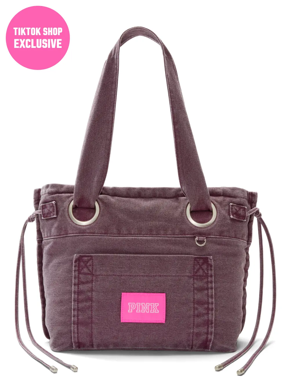 PINK Canvas Flat-Bottom Tote Bag