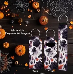 Halloween Keychains Keychain Bundle Set, Wear-Resistant Chapstick-Lipstick Holder Keychain, Fall Fashion Accessory Wristlet