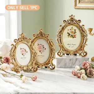 Vintage Flower Design Photo Frame, Floral Picture Frame, 1 Count Exquisite Photo Frame with Photo Paper, Home Decor for Living Room Bedroom Wedding