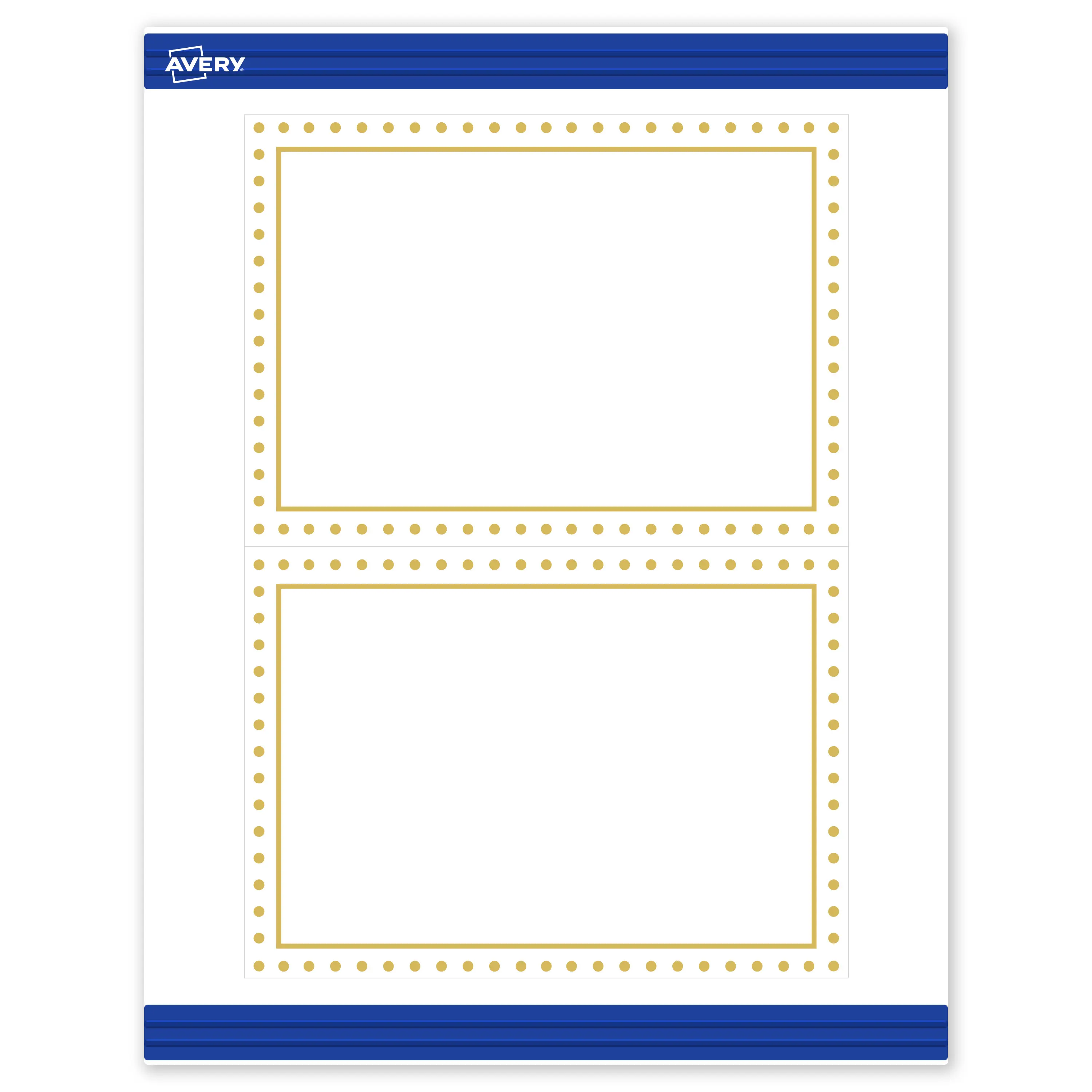 Avery Printable Rectangle Invitation Cards, 5" x 7", Matte White, Pre-printed Gold Border/Gold Dots Design, Sure Feed Technology, Laser & Inkjet Compatible, 40 Total