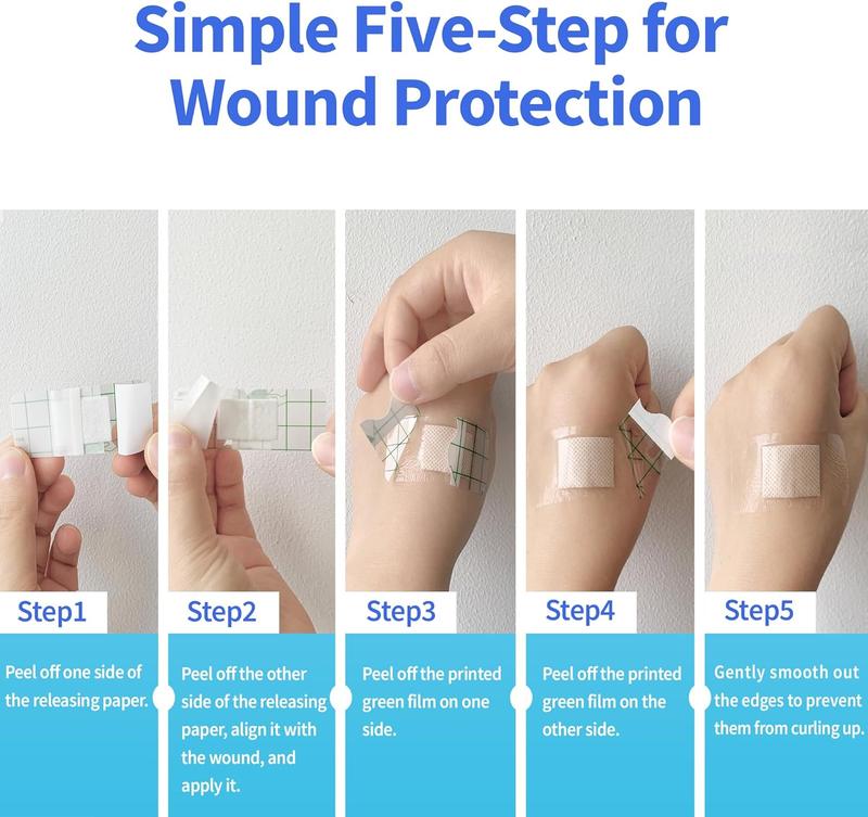 Ourmed Waterproof Bandages, Clear Adhesive Bandages for First-Aid, Wound Care, Fingers, Knees and Heels, Stays on Skin in The Bath, Shower or Pool, Assorted Sizes, 100 Count