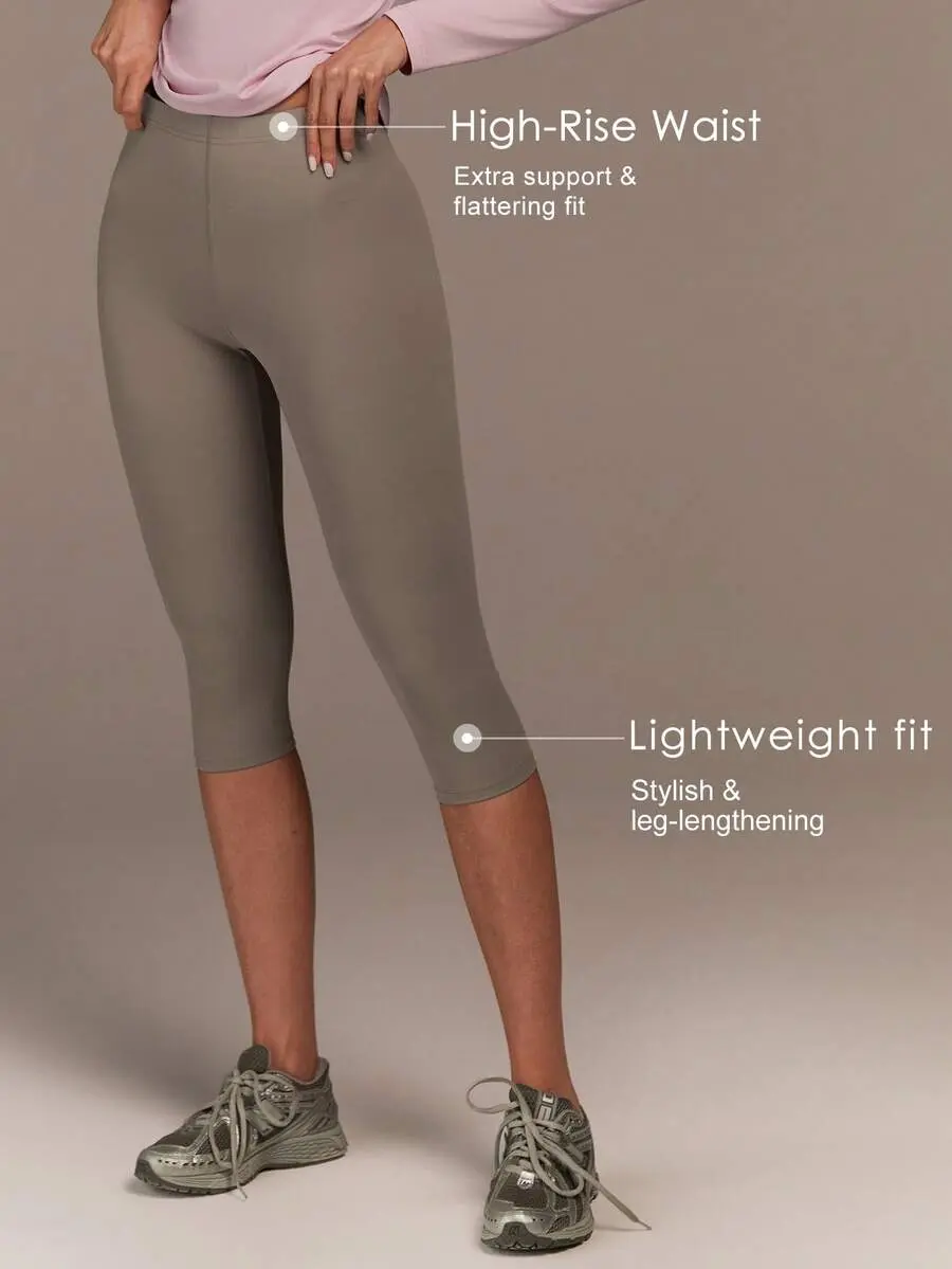 OFFGIRD x Fluxe Women White High Waist Cropped Leggings 20 Inseam Double Sided High Stretch Yoga Fabric Skin-Friendly Soft Abrasion Resistant Athletic Gym Pants