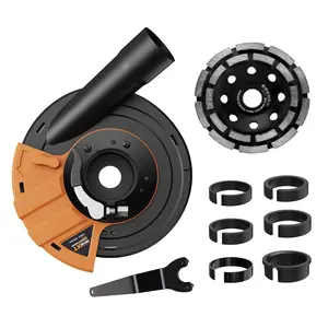 Universal Dust Shroud Dust Collection Attachment for 4.5"/5" Surface Grinders, 5 inch Diamond Grinding Cup Wheel for Stone Cement Marble Rock Granite Concrete
