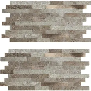Kitchen Peel and Stick Backsplash, Taupe Brown Faux Stone Look PVC Wall Tiles Stick  Bathroom Laundry Room, Camper, Fireplace