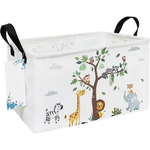 Rectangular  Storage Basket,Collapsible  Organizer for ,Cute Jungle  Storage Bin  for Bedroom,Playroom,,Closet Organization, Parent Gif(Tree )