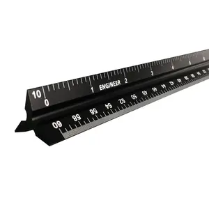12 Inch Engineer Scale Ruler with Anodized Solid Aluminum Core Laser Etched Imperial Scales 1:10 1:20 1:30 1:40 1:50 1:60 Drafting Measuring Ruler