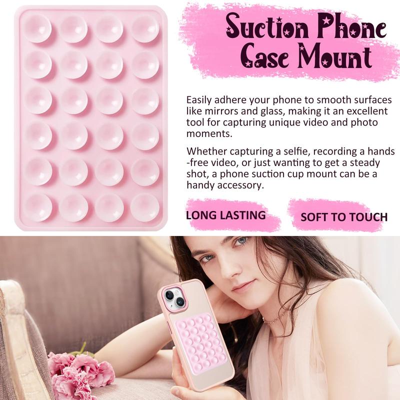 Sucky Silicone Suction Phone Case Adhesive Mount - Anti-Slip Holder, Hands-Free Fidget Toy, Phone Accessory for iPhone and Android (Deep Black)