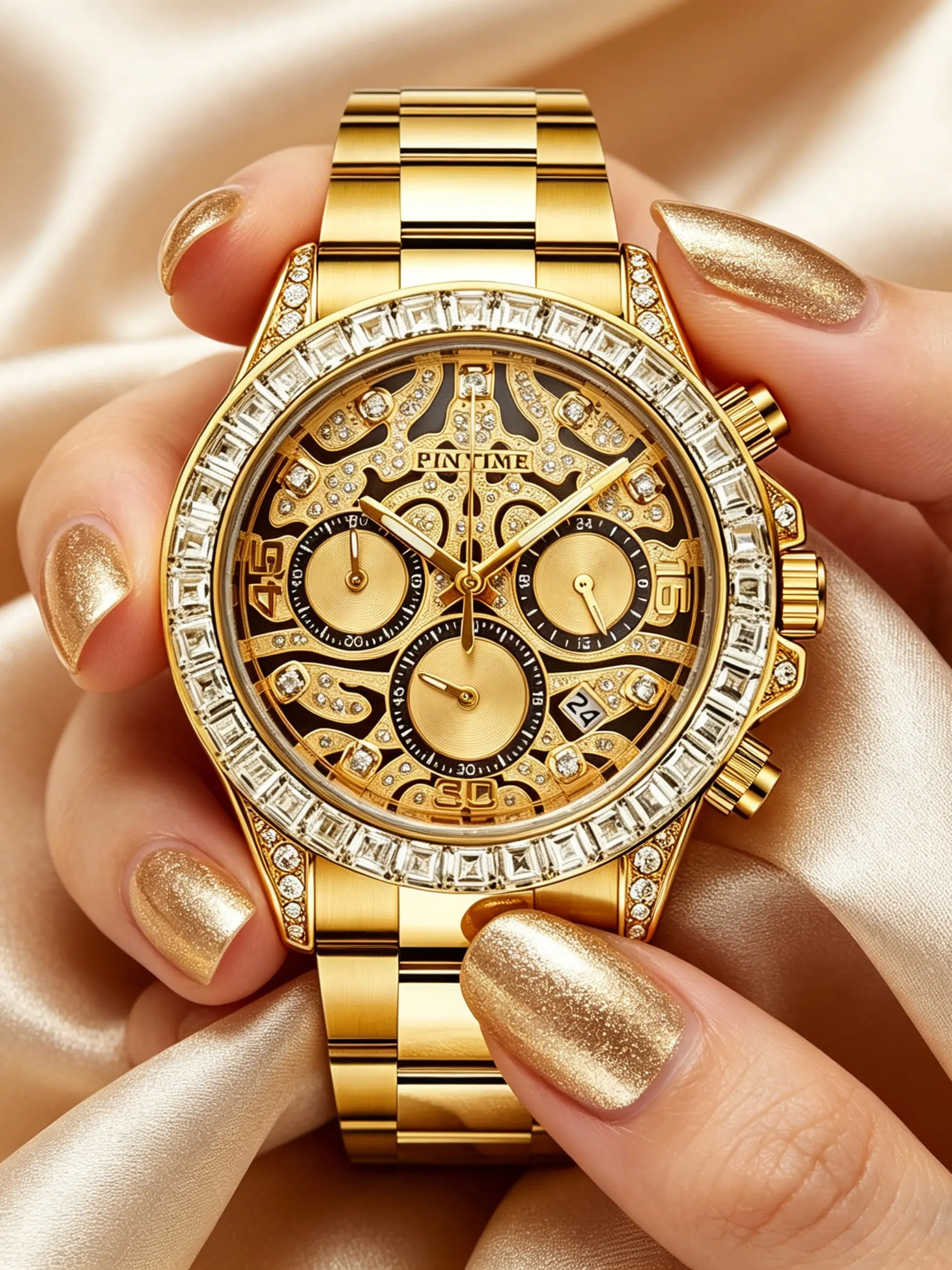 Women's Luxury Fashion Quartz Watch, Round Dial, Elegant Analog Dial, Crystal and Rhinestone Inlay, Multi-Function Stainless Steel Strap, Party and Wedding, Round Bracelet Watch, Multifunctional Watch