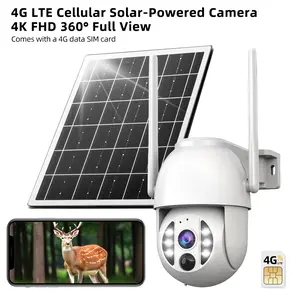 【JOOAN 4K HD 360° View 4G LTE Cellular Solar Security Camera】No WiFi, Wireless, IP66 Waterproof, PIR Human Detection, Color Night Vision, Remote APP Controlled, Includes 4G Data Card, Continuous Solar Power, Supports SD Card, Alexa Compatible