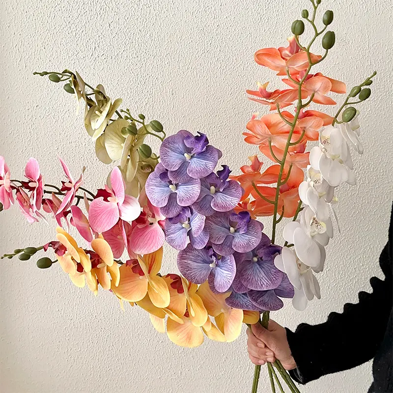 10Pcs Real-Touch Large Bloom Artificial Butterfly Orchid Stems - Decorative Faux Phalaenopsis Flowers with Flexible Long Stems, Natural Look Set for Wedding Table Centerpiece, Home DIY Floral Props