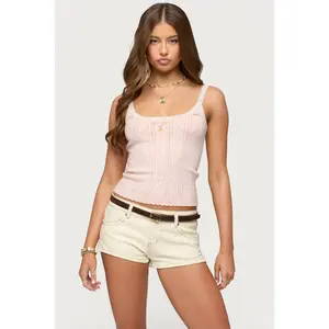Rosaliee Pointelle Knit Tank Top