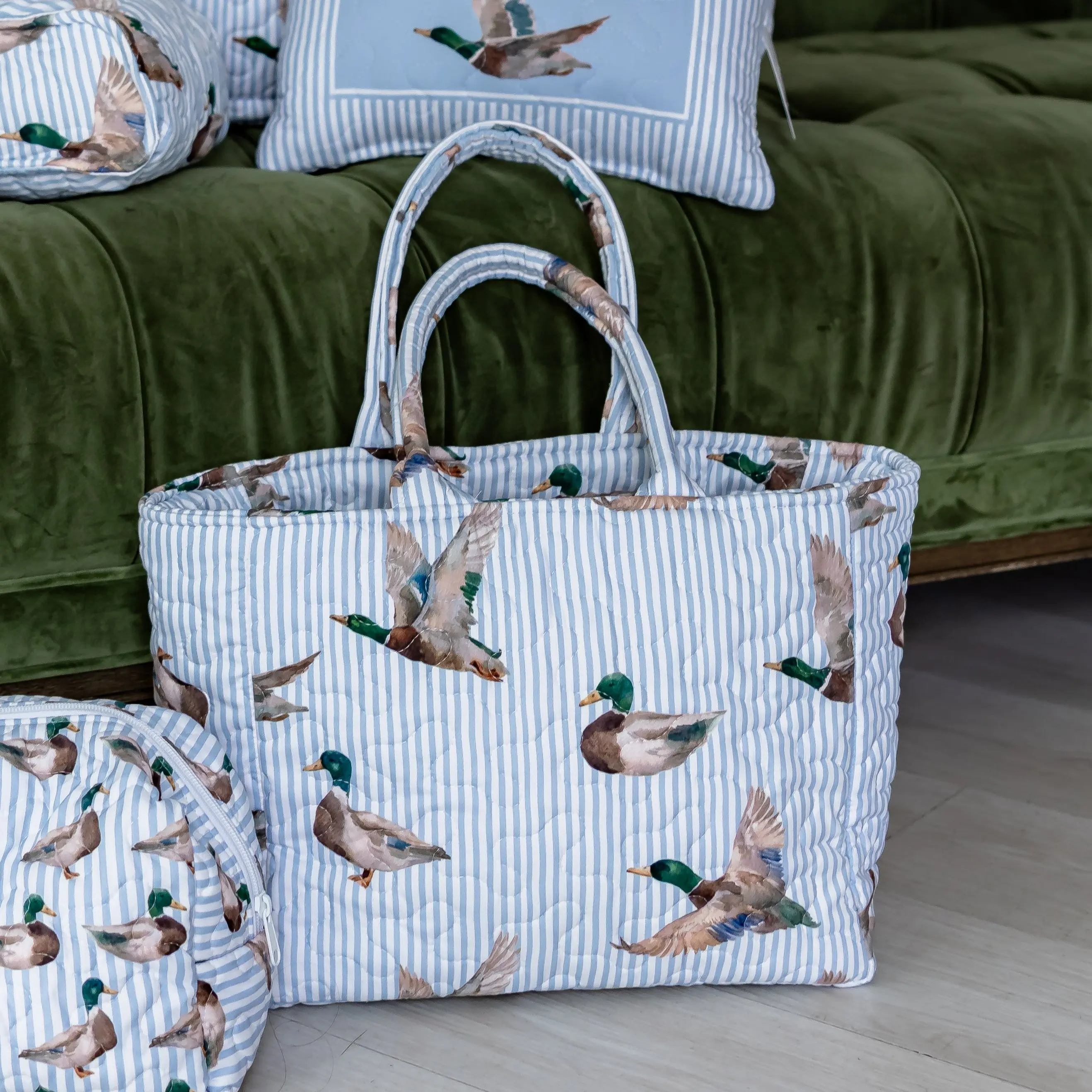 Mallory Ducks Blue Quilted Handbag