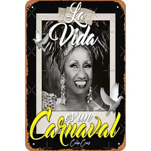 Life IS a Carnival Celia Cruz Poster 12 "X 8" Vintage Metal Tin Sign Home Decor Garage Man Cave Wall Art