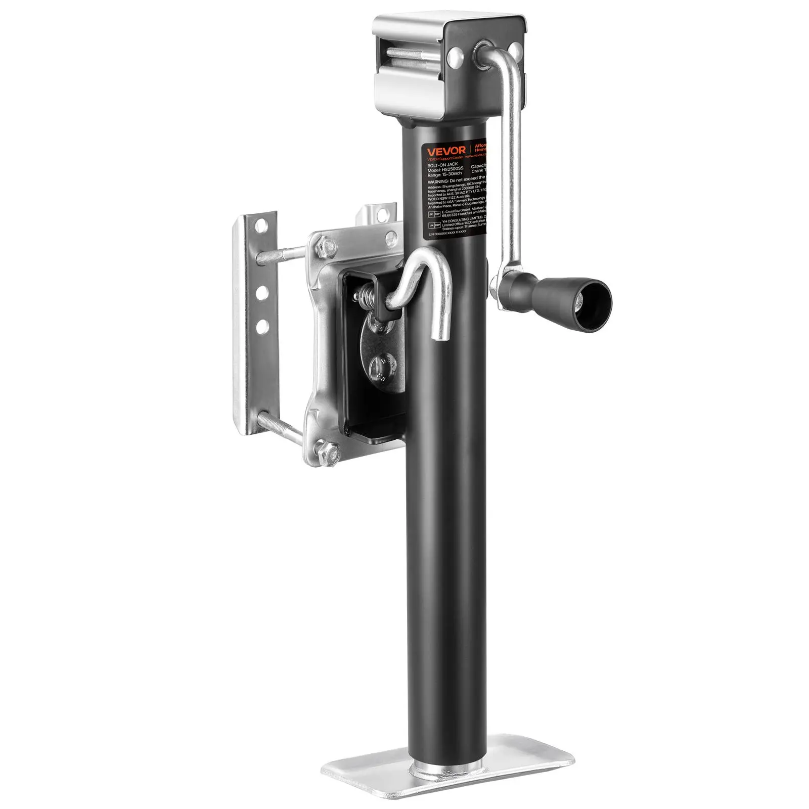 【summerfinds】VEVOR Trailer Jack, 2500 lbs Dynamic Load Capacity, Heavy Duty Swivel Bolt-on Trailer Jack with Ergonomic Handle, 15-inch Vertical Travel, Suitable for RV, Horse, Utility, Camping and Yacht Trailers
