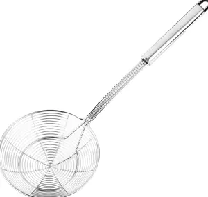 Solid Stainless Steel Spider Strainer Skimmer Ladle for Cooking and Frying, Kitchen Utensils Wire Strainer Pasta Spoon, 5.4 Inch