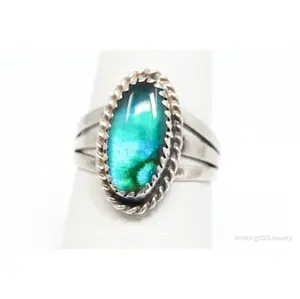 Vintage Native American Paua Abalone Shell Sterling Silver Ring - SZ 6.25