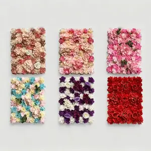 Romantic Multi-Color Gradient Artificial Flower Wall, High-Quality Silk-Like Fabric, Perfect Wedding Party Photography Background Decor